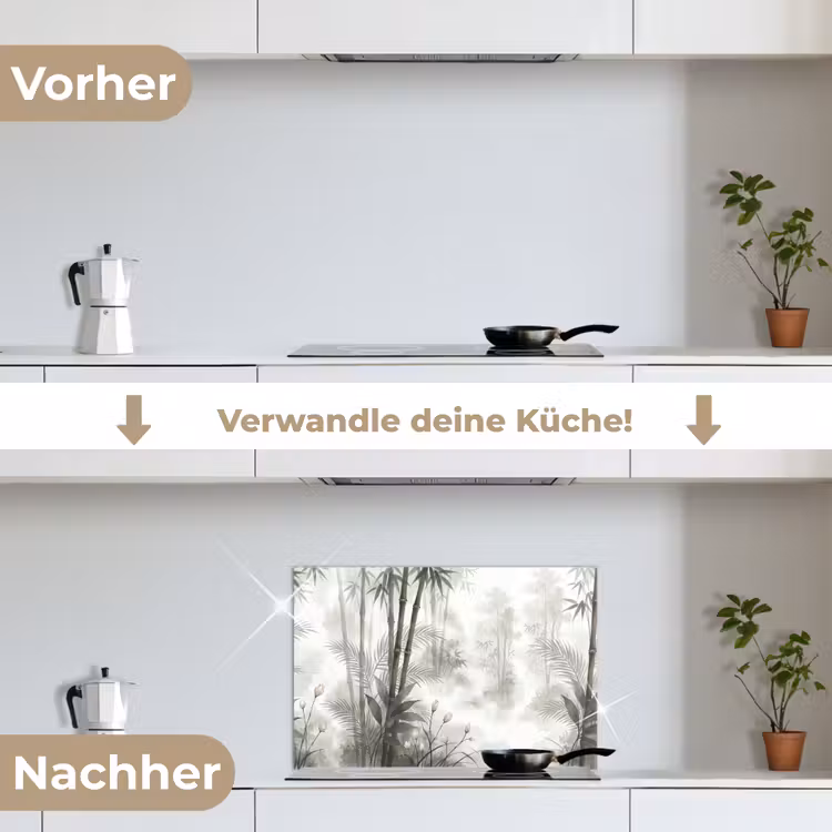 Bloemen - Knop - Tuin - Illustratie - Wit keuken achterwand spatscherm klein -voor_na_DE