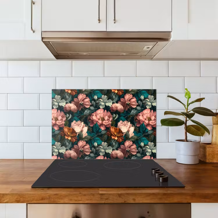 Bloemen - Schilderachtig - Patroon - Roze keuken achterwand spatscherm klein 900 -sfeer2