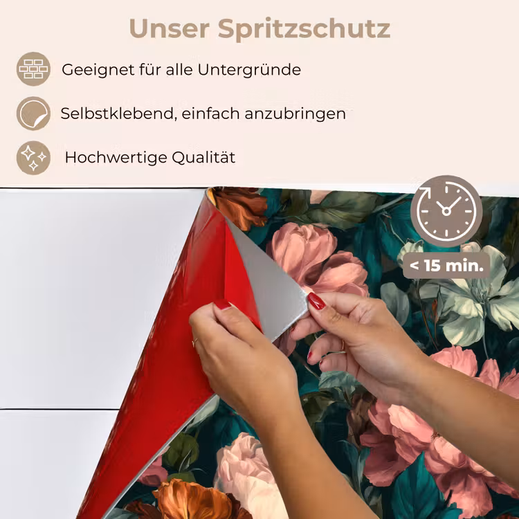 Bloemen - Schilderachtig - Patroon - Roze keuken achterwand spatscherm klein 900 -spatscherm_DE