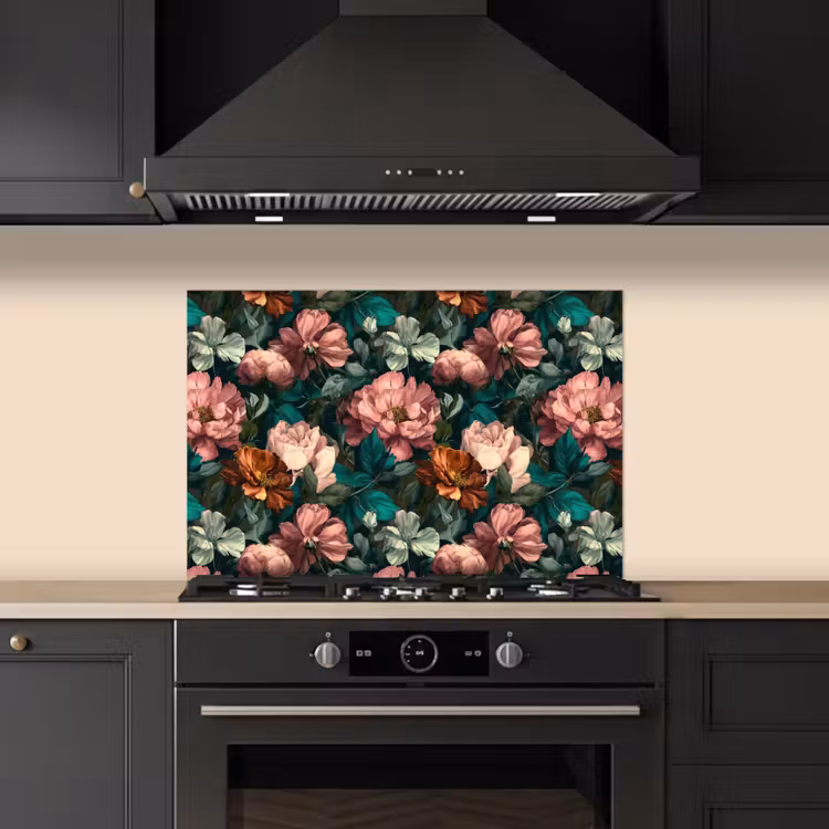 Bloemen - Schilderachtig - Patroon - Roze keuken achterwand spatscherm klein 900 -sfeer1
