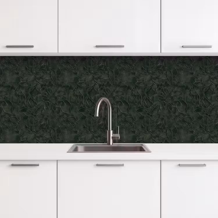 Bloemen - Lijnen - Groen keuken achterwand 2 middel 871 -3d