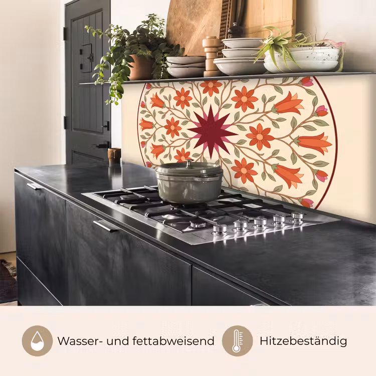Bloemen - Mandala - Decoratief - Rood keuken achterwand 2 middel -usp_DE