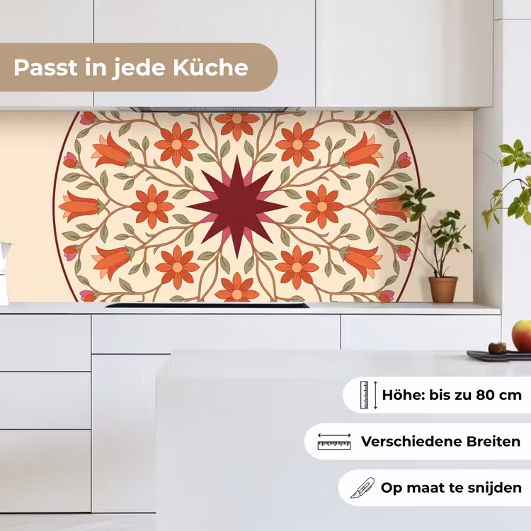 Bloemen - Mandala - Decoratief - Rood keuken achterwand 2 middel -sfeer4_DE