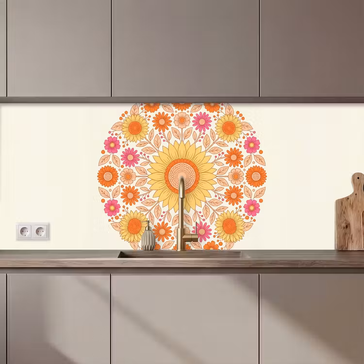 Bloemen - Mandala - Patroon - Kleurrijk keuken achterwand 2 middel zz_3dshopping