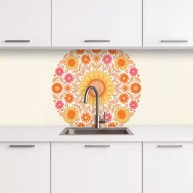 Bloemen - Mandala - Patroon - Kleurrijk keuken achterwand 2 middel -3d