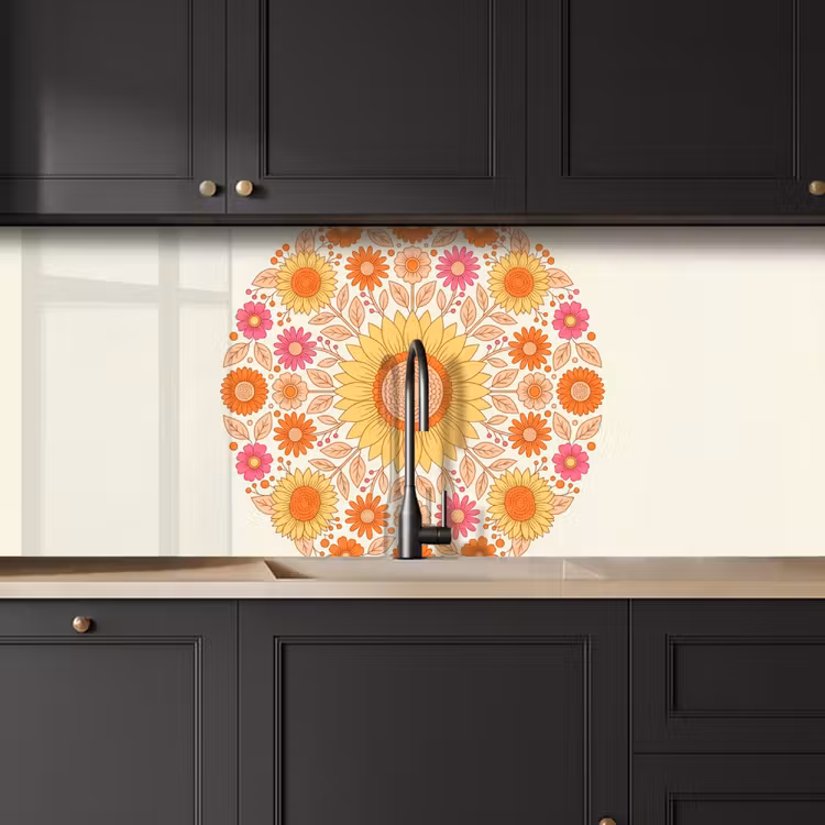 Bloemen - Mandala - Patroon - Kleurrijk keuken achterwand 2 middel -sfeer1
