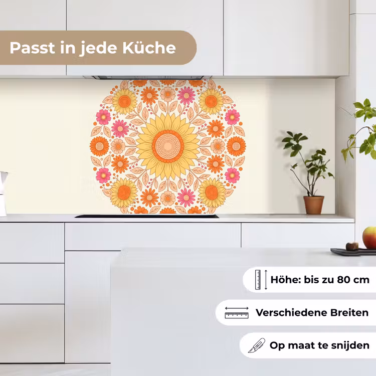 Bloemen - Mandala - Patroon - Kleurrijk keuken achterwand 2 middel -sfeer4_DE