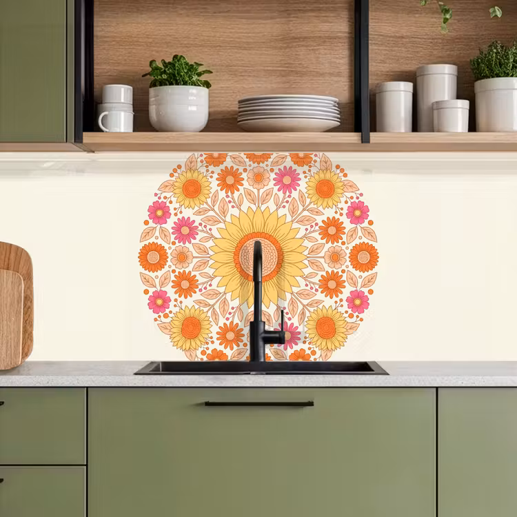 Bloemen - Mandala - Patroon - Kleurrijk keuken achterwand 2 middel -sfeer3