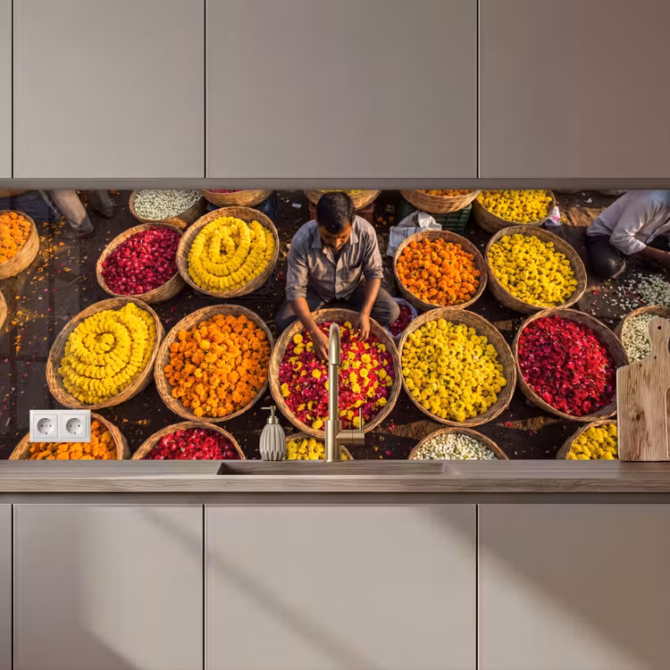 Küchenrückwand - Blumen – Markt – Bunt - Bloemen - Markt - Kleurrijk keuken achterwand 2 middel zz_3dshopping