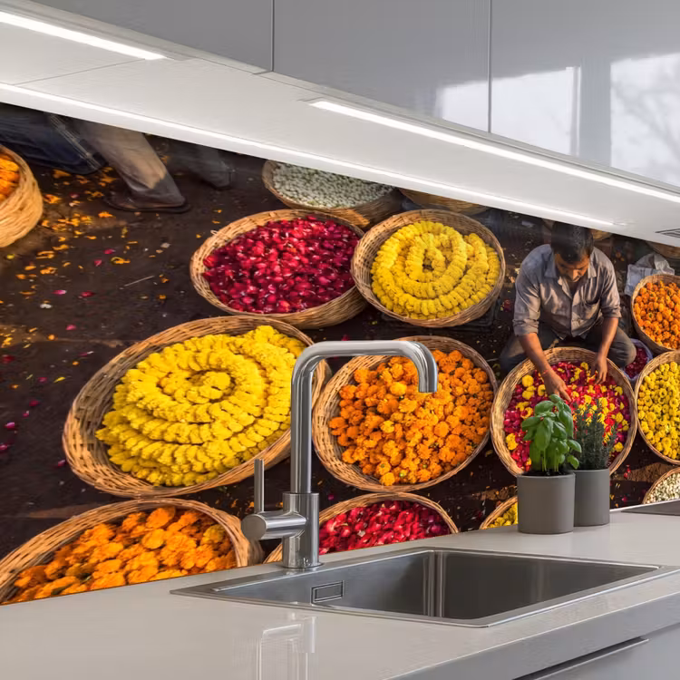 Küchenrückwand - Blumen – Markt – Bunt - Bloemen - Markt - Kleurrijk keuken achterwand 2 middel