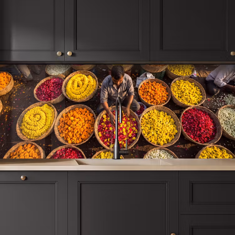 Küchenrückwand - Blumen – Markt – Bunt - Bloemen - Markt - Kleurrijk keuken achterwand 2 middel