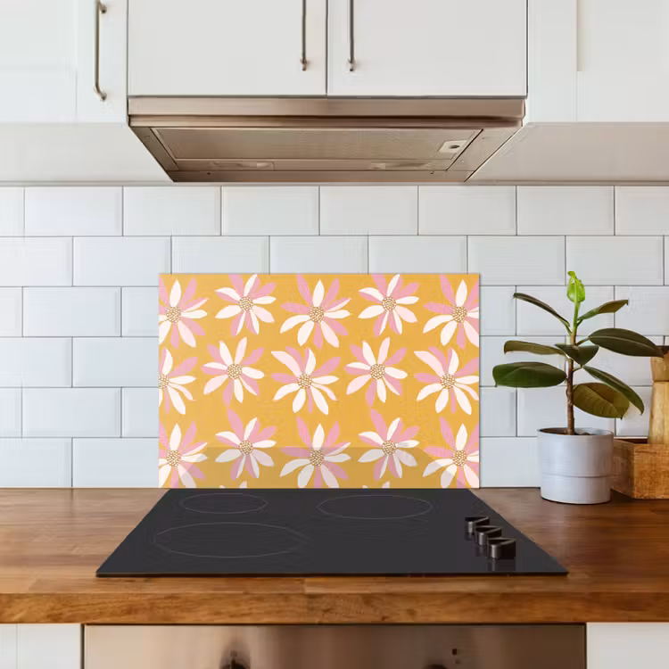 Bloemen - Modern - Geel keuken achterwand spatscherm klein 900 -sfeer2