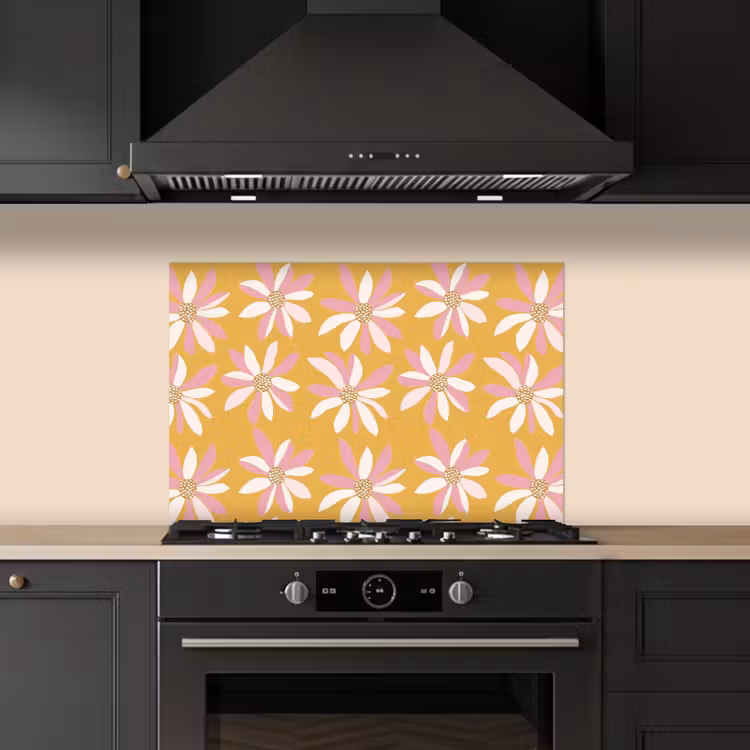 Bloemen - Modern - Geel keuken achterwand spatscherm klein 900 -sfeer1