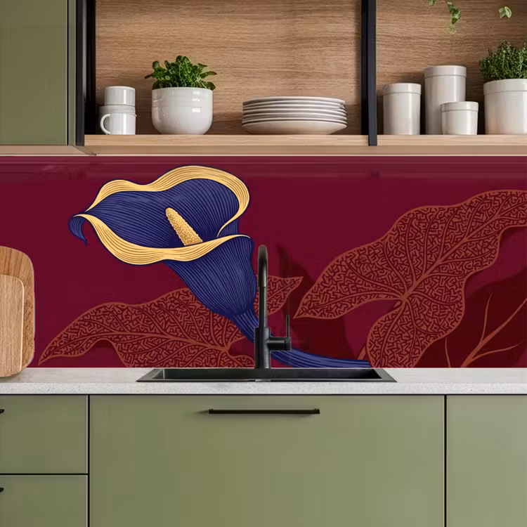 Küchenrückwand - Blumen – Modern – Lila - Bloemen - Modern - Paars keuken achterwand 2 middel