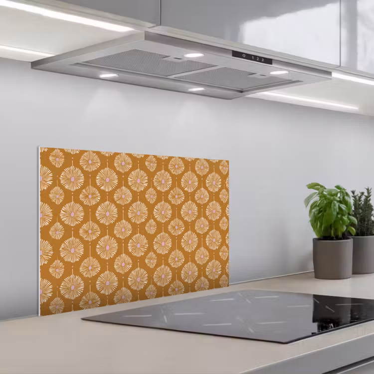 Bloemen - Modern - Oker keuken achterwand spatscherm klein 900 -3d_schuin