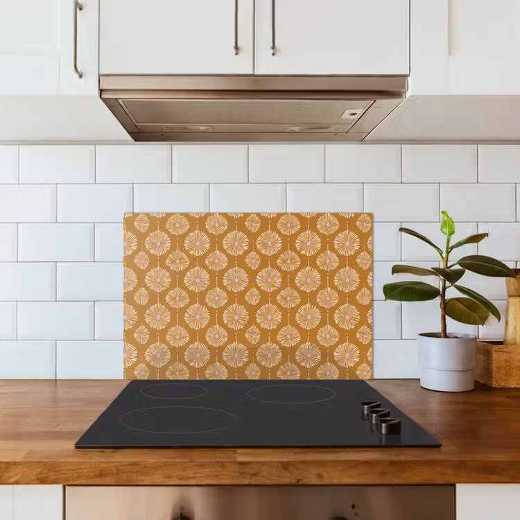 Bloemen - Modern - Oker keuken achterwand spatscherm klein 900 -sfeer2