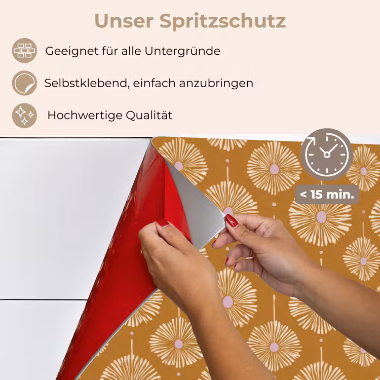 Bloemen - Modern - Oker keuken achterwand spatscherm klein 900 -spatscherm_DE
