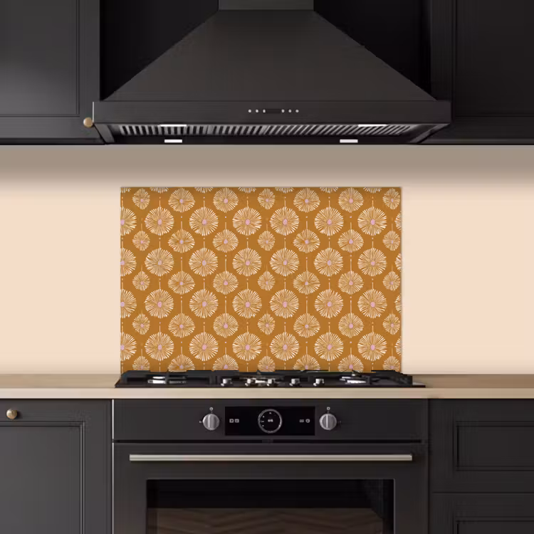 Bloemen - Modern - Oker keuken achterwand spatscherm klein 900 -sfeer1