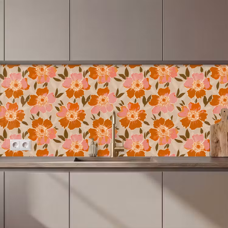 Bloemen - Motief - Retro keuken achterwand 2 middel 871 zz_3dshopping