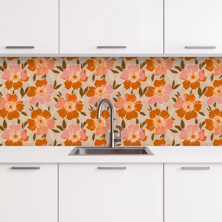 Bloemen - Motief - Retro keuken achterwand 2 middel 871 -3d