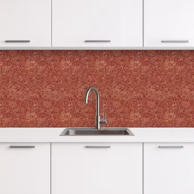 Bloemen - Motief - Rood keuken achterwand 2 middel 871 -3d