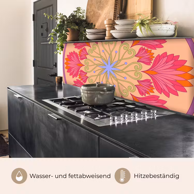 Bloemen - Patroon - Abstract - Roze - Decoratief keuken achterwand 2 middel -usp_DE