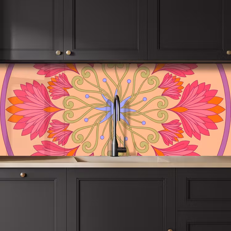 Bloemen - Patroon - Abstract - Roze - Decoratief keuken achterwand 2 middel -sfeer1