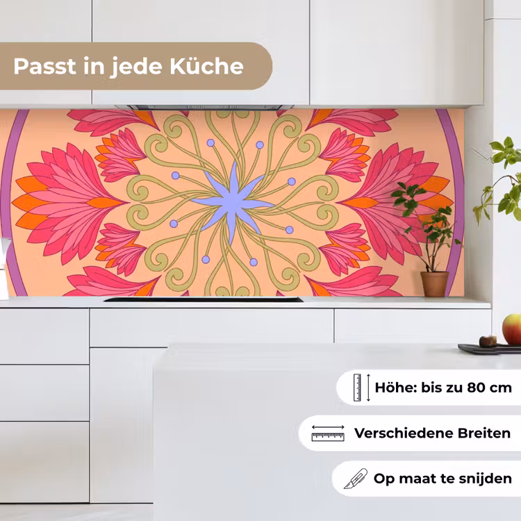 Bloemen - Patroon - Abstract - Roze - Decoratief keuken achterwand 2 middel -sfeer4_DE