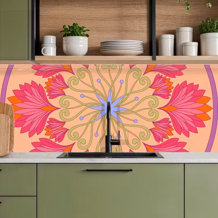 Bloemen - Patroon - Abstract - Roze - Decoratief keuken achterwand 2 middel -sfeer3