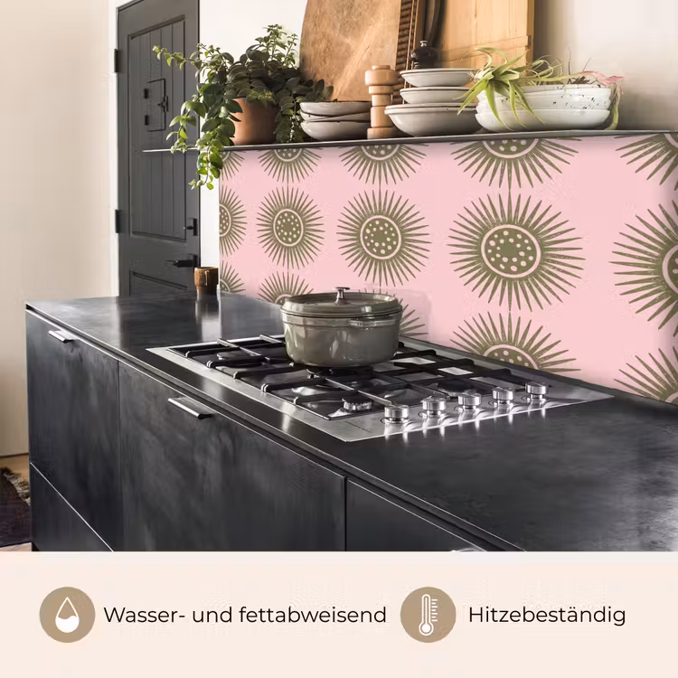 Bloemen - Patroon - Abstract - Roze - Groen keuken achterwand 2 middel -usp_DE