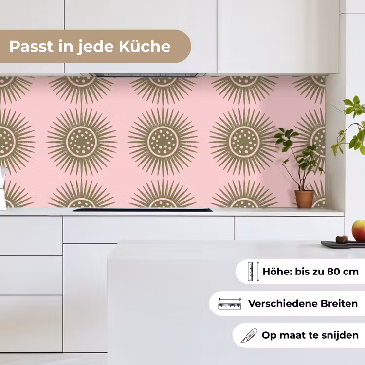 Bloemen - Patroon - Abstract - Roze - Groen keuken achterwand 2 middel -sfeer4_DE
