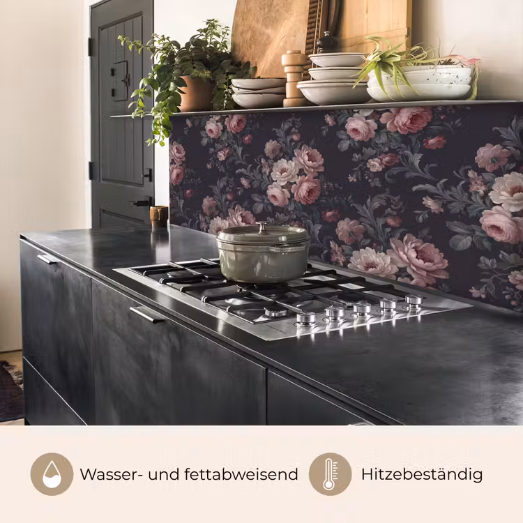 Bloemen - Patroon - Sierlijk - Roze - Donker keuken achterwand 2 middel -usp_DE