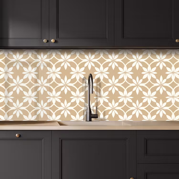 Bloemen - Patroon - Beige keuken achterwand 2 middel 871 -sfeer1