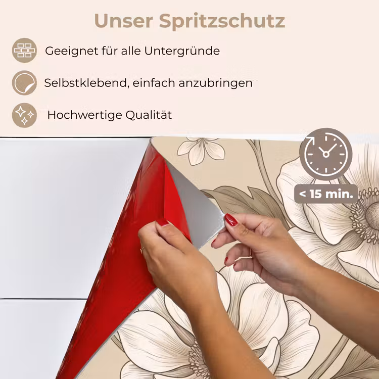 Bloemen - Patroon - Beige keuken achterwand spatscherm klein -spatscherm_DE