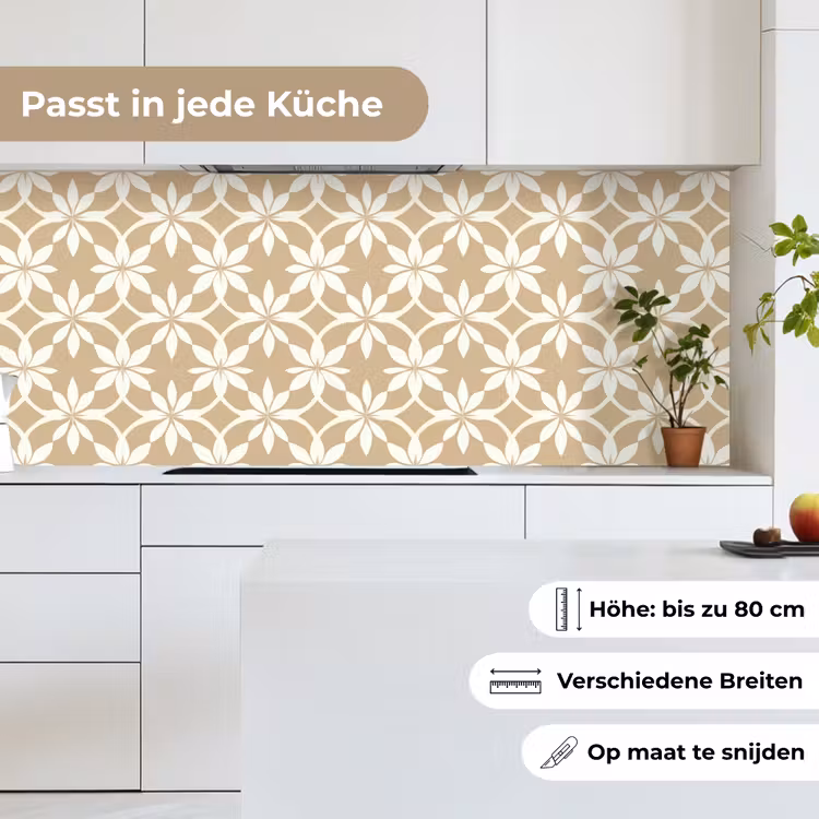 Bloemen - Patroon - Beige keuken achterwand 2 middel 871 -sfeer4_DE