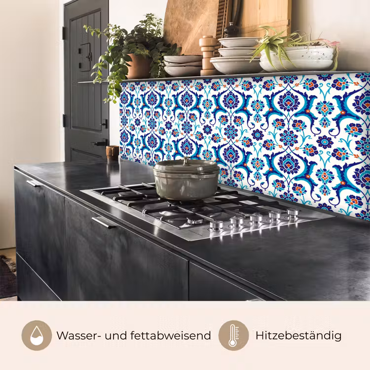 Bloemen - Patronen - Blauw keuken achterwand 2 middel 871 -usp_DE