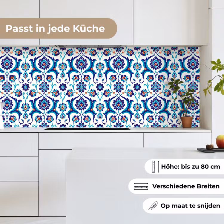 Bloemen - Patronen - Blauw keuken achterwand 2 middel 871 -sfeer4_DE