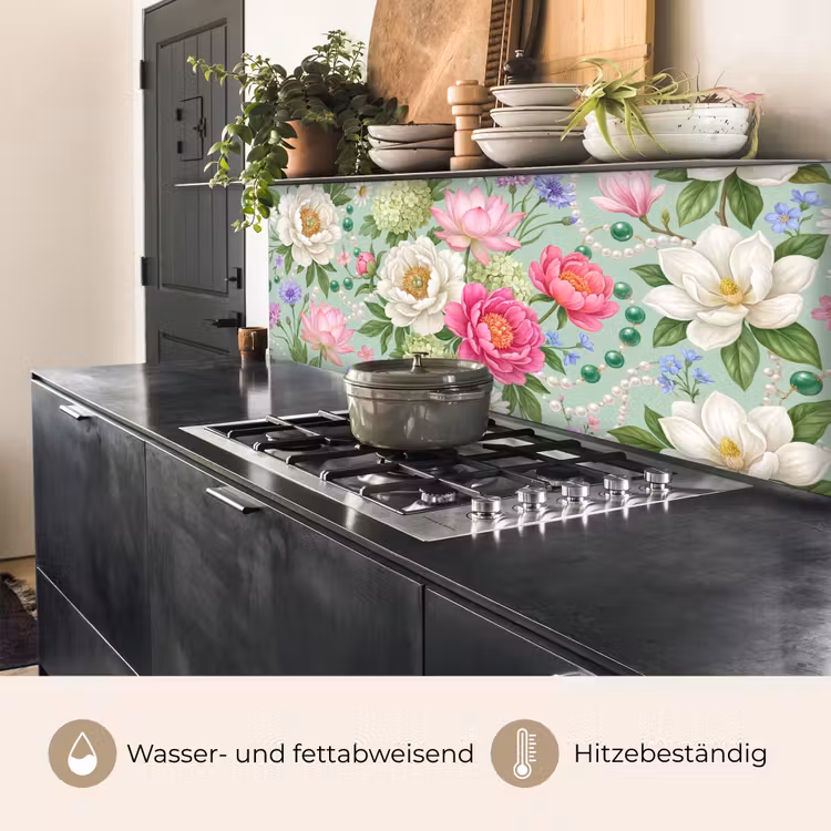 Bloemen - Patroon - Botanisch - Groen keuken achterwand 2 middel -usp_DE