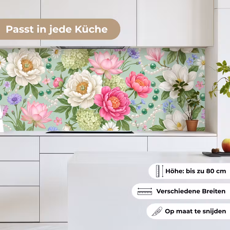 Bloemen - Patroon - Botanisch - Groen keuken achterwand 2 middel -sfeer4_DE