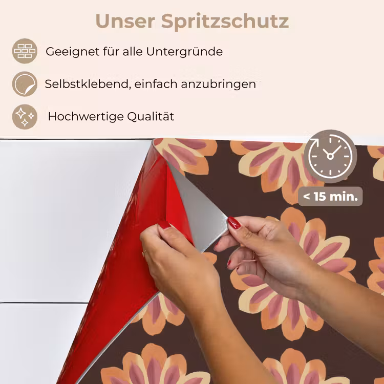 Bloemen - Patroon - Bruin keuken achterwand spatscherm klein 900 -spatscherm_DE