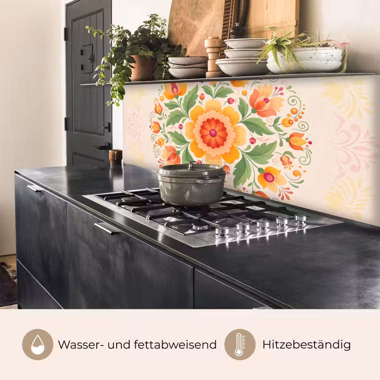 Bloemen - Patroon - Decoratief - Oranje keuken achterwand 2 middel -usp_DE