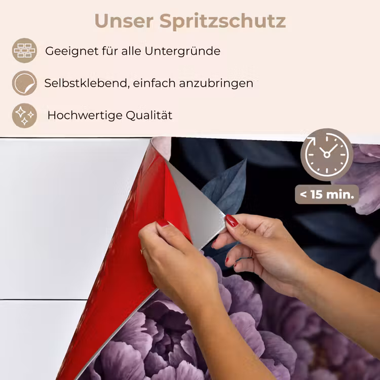 Bloemen - Patroon - Donker - Botanisch - Paars keuken achterwand spatscherm klein -spatscherm_DE