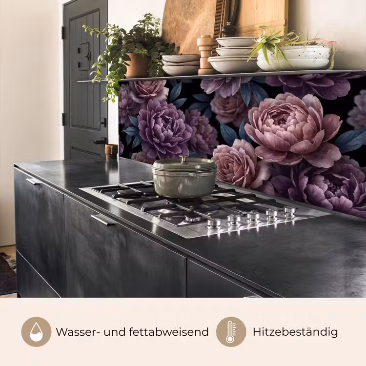Bloemen - Patroon - Donker - Botanisch - Paars keuken achterwand 2 middel -usp_DE