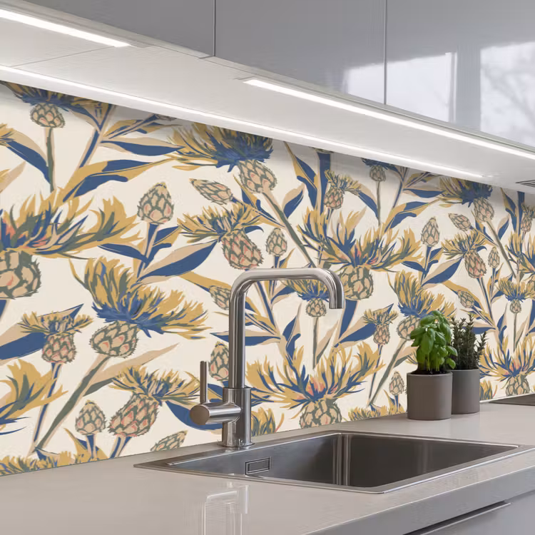 Bloemen - Patroon - Design - Natuur keuken achterwand 2 middel 871 -3d_schuin