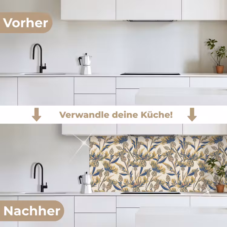 Bloemen - Patroon - Design - Natuur keuken achterwand 2 middel 871 -voor-na_DE