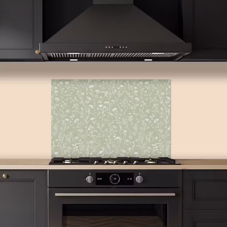 Bloemen - Patroon - Groen keuken achterwand spatscherm klein 900 -sfeer1