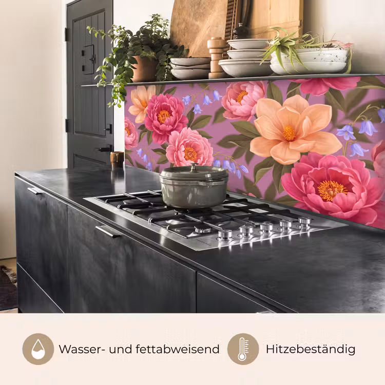 Bloemen - Patroon - Illustratie - Roze keuken achterwand 2 middel -usp_DE