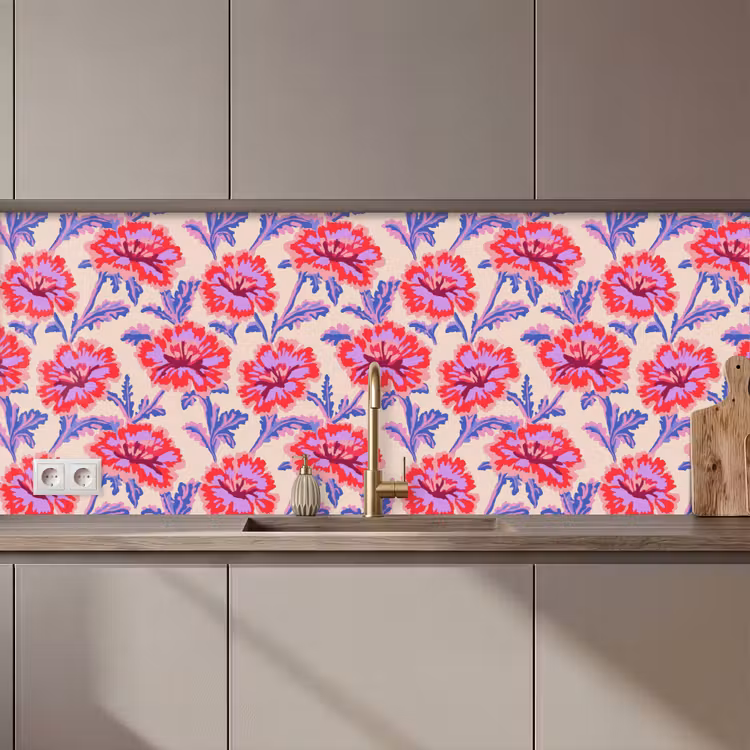 Bloemen - Patroon - Meerkleurig keuken achterwand 2 middel 871 zz_3dshopping