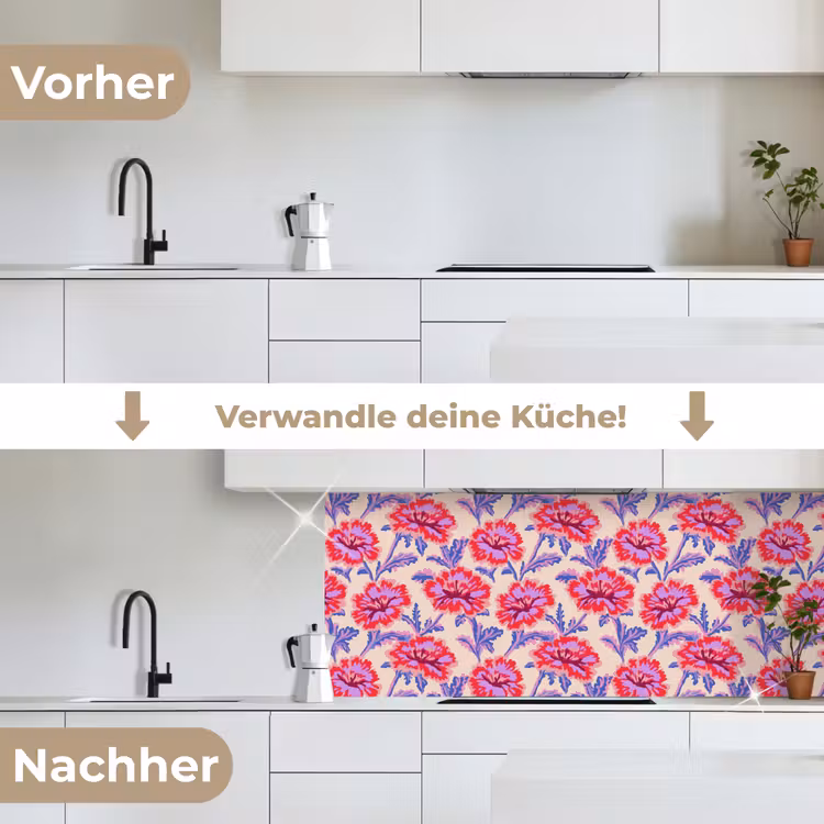 Bloemen - Patroon - Meerkleurig keuken achterwand 2 middel 871 -voor-na_DE