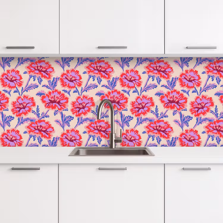 Bloemen - Patroon - Meerkleurig keuken achterwand 2 middel 871 -3d